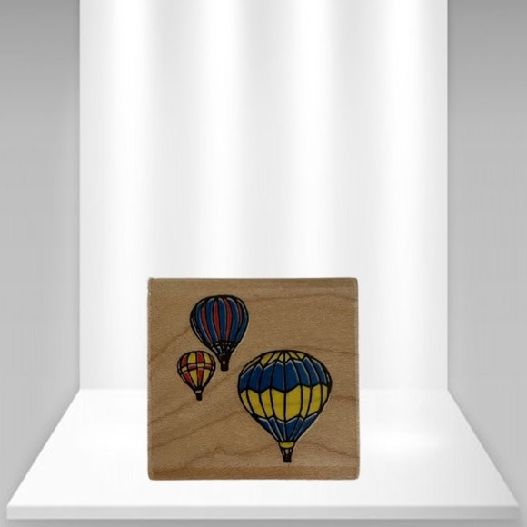 Vintage 1985 Comotion Rubber Stamp Vintage Hot Air Balloon - Picture 1 of 4